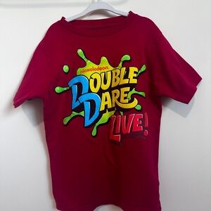 Nickelodeon Double Dare Live! Kids Tee - Maroon with Multicolor Logo